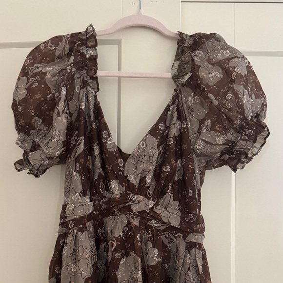 Petal & Pup Brown Floral Midi Dress - Picture 2 of 5